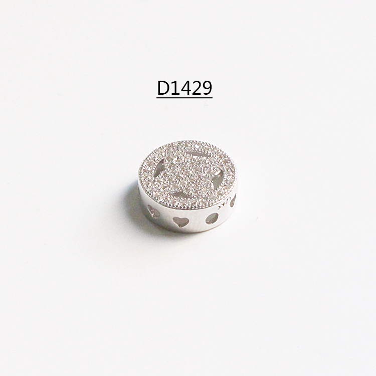 Mặt dây chuyền đục lỗ đa năng S925 sterling bạc mạ vàng trắng DIY phụ kiện micro-dát zircon mặt dây chuyền và chân chuỗi vòng cổ - Vòng chân lắc chân nữ titan
