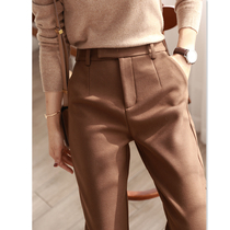 Canary kisser thickened woolen pants trousers women autumn and winter high waist pipe pants loose thin OL casual pants women