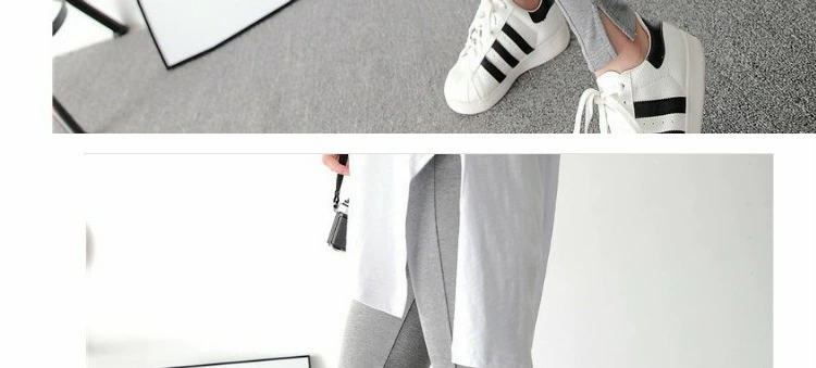 Phiên bản Hàn Quốc của quần legging cotton xuân hè 2019 co giãn Quần skinny bút chì mỏng mặc quần nĩa chia đôi chân - Khởi động cắt