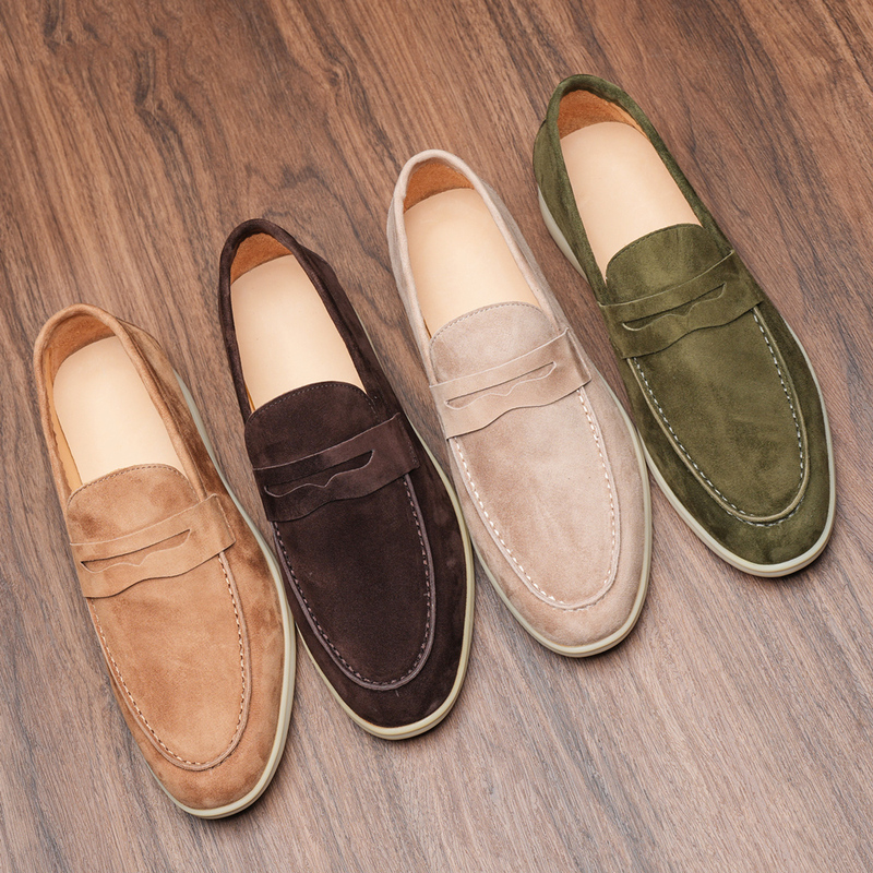 High-End Suede Lambskin Old Money Style Loafers for Men, British Style, Breathable Summer Slip-On Genuine Leather Penny Shoes High-End Suede Lambskin Old Money Style Loafers for Men, British Style, Breathable Summer Slip-On Genuine Leather Penny Shoes