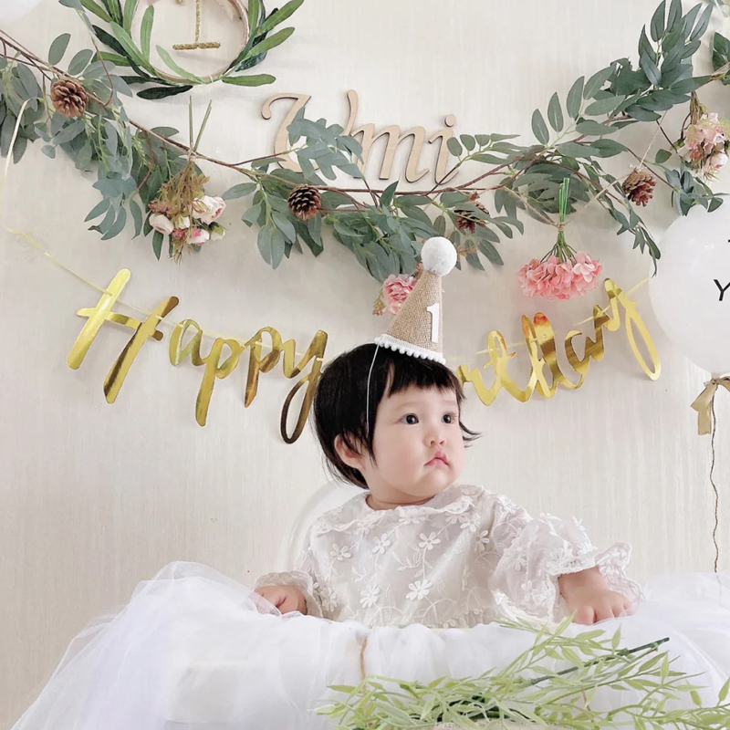 ins Nordic Mori Faculty Hemp Cloth Birthday Hats Children Birthday Arrangement Decorative Heads Adorned With Photo Props.