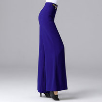 Dampao blue national tender dance pants thin Latin dance pants womens ballroom womens pants high waist practice sweeppants dancing pants