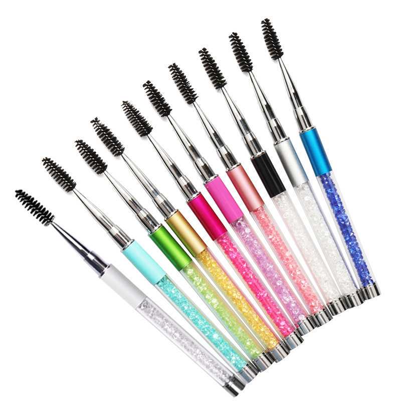 Makeup Tools with Diamond Eyelash Brush, Spiral Eyebrow Brush with Diamond, Portable Makeup Comb with Cover, Multiple Colors Available (10 Options)