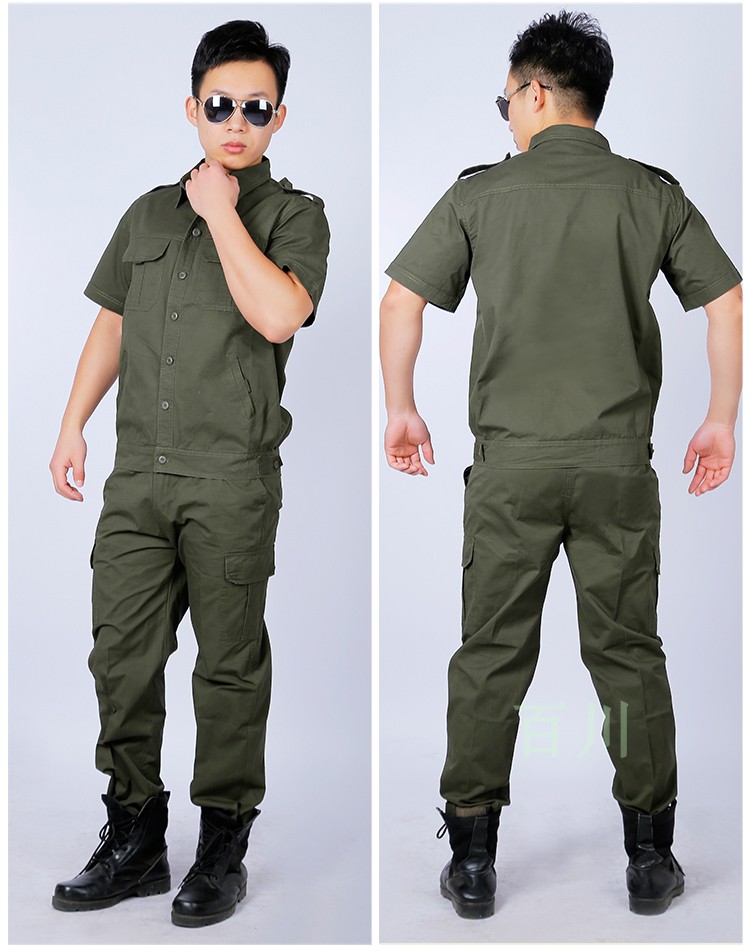 Quần yếm mùa hè phù hợp với nam cotton mỏng dài tay thoáng khí chống mài mòn tự động sửa chữa công nhân nhà máy dụng cụ lao động bảo hiểm nhà máy đồ bộ kiểu