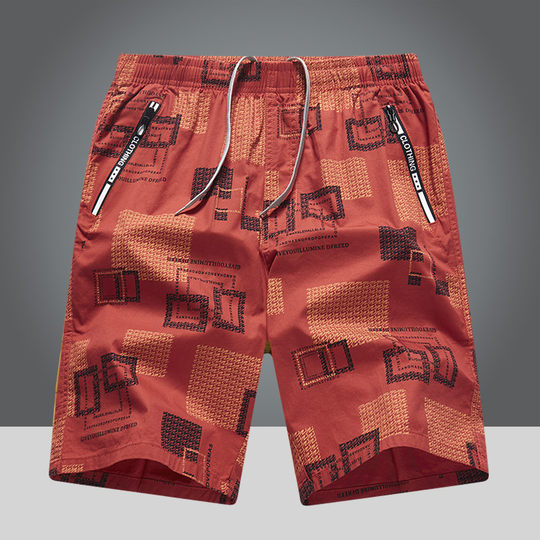 稻草人纯棉男士工装五分短裤印花潮牌休闲运动沙滩裤夏季宽松中裤