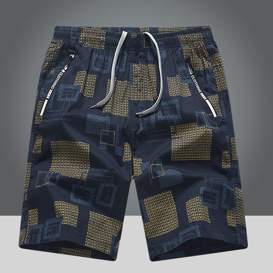 稻草人纯棉男士工装五分短裤印花潮牌休闲运动沙滩裤夏季宽松中裤