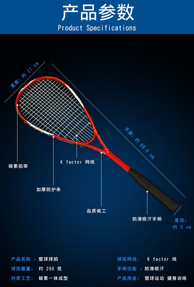 Full carbon squash vợt sinh viên nam người mới bắt đầu đào tạo thiết bị thể dục vợt prince