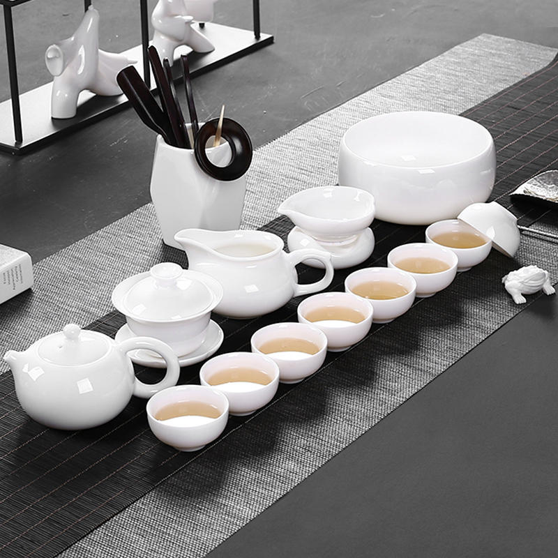 Day Style Defied White Porcelain Tea Set Group Home Tea Maker Brief Ceramic Kung Fu Teapot Tea Cup Office Modern