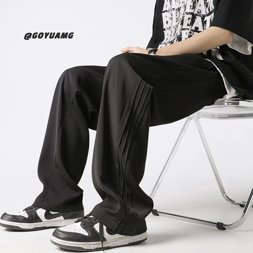 Костюм, летние тонкие шелковые штаны, повседневные брюки, изысканный стиль, свободный прямой крой