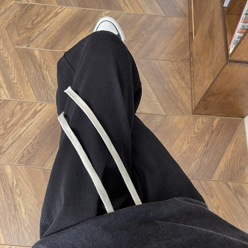 Осенние прямые свободные джинсы, штаны, эластичная талия, премиум класс, оверсайз, в американском стиле, большой размер