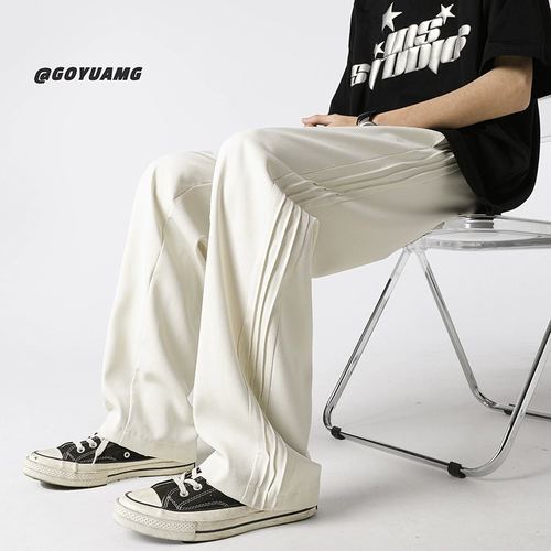 Костюм, летние тонкие шелковые штаны, повседневные брюки, изысканный стиль, свободный прямой крой