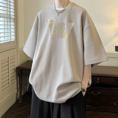 Зеленая летняя хлопковая японская футболка, короткий рукав, большой размер