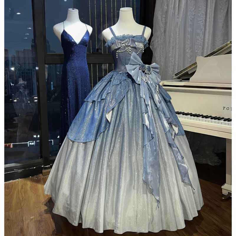 Desire for Elegance: High-End Sparkling Evening Dress for Women - Perfect for Coming-Of-Age Ceremony, Student Birthday Party, Art Exam, and Lolita Princess Dress