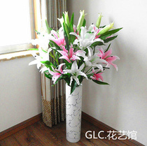 Simulated lily decorated fake flower branch silk flower living room floor deck oscillator indoor flower bouquet pendulum