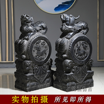 Stone carving gate pier holding drum stone family Zhaocai town house antique decoration decoration courtyard hotel door unicorn stone drum Pier