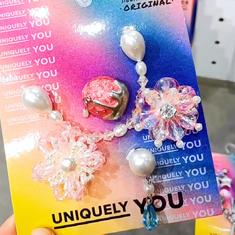 In-Stock Crocs Bead Set with Strawberry, Pearl, Sequin, and Flower Pink Crocs Shoe Charms Jibbitz