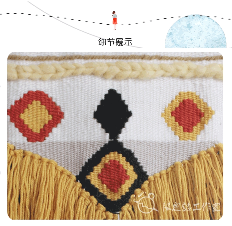 hạn totem hình học Sadashi thảm dệt tay tốt bohemian loft tường trang trí nhà Bắc Âu - Tapestry thảm treo tường hình cô gái	