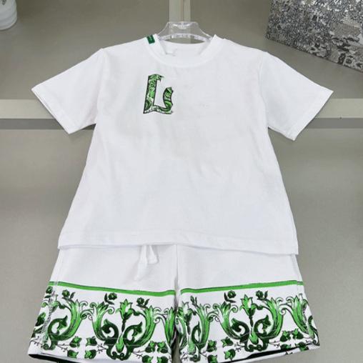 Children's Spring and Summer Western Style Round Neck Pullover Western Style Printed Short-sleeved T-shirt Shorts Soft and Smooth Two-piece Set