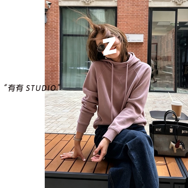 101722~「Milk Skin Hooded Warm Fleece Sweater」Korean Style Autumn and Winter Simple Slim-Fit Women's Hooded Base Sweatshirt 101722~「Milk Skin Hooded Warm Fleece Sweater」Korean Style Autumn and Winter Simple Slim-Fit Women's Hooded Base Sweatshirt