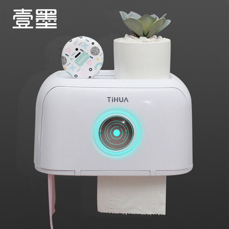 Makeup Room Sanitary Paper Towel Sanitary Paper Box Free of perforated wall-mounted toilet Extraction toilet paper Creative waterproof drum sanitary paper shelf