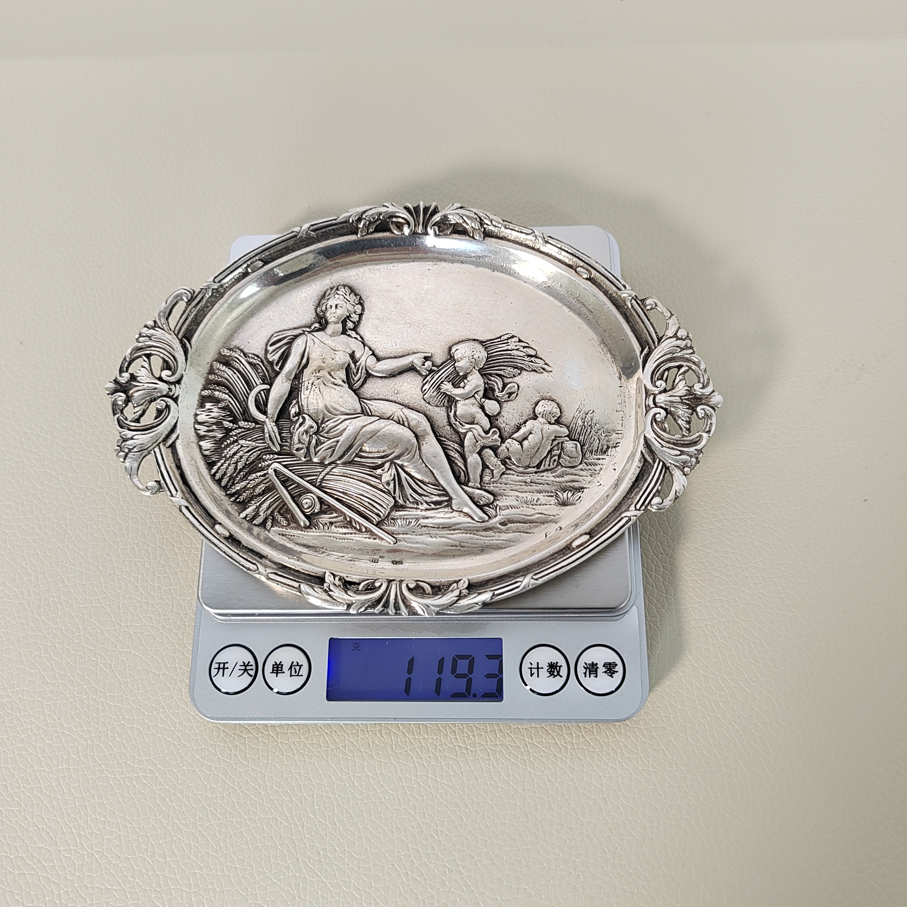 怀旧古董实心纯银女人天使雕塑托盘80年代西班牙925银制礼品摆件评价