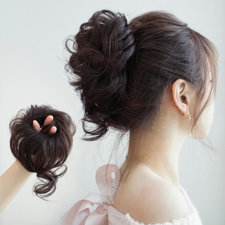 Lazy temperament long beard hair ring fluffy back hair bag flower bud head lazy ball head bride coil hair artifact hair accessories