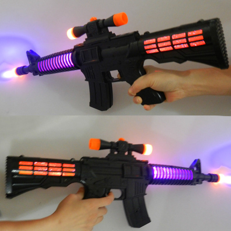 Educational children's toys colorful large submachine gun toys electric blocking gun with light music electric gun hot sale