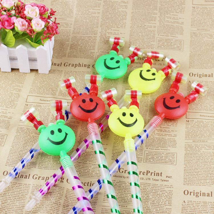 Best selling large smiling face blowing dragon whistle creative children's birthday party gift whistle baby blowing long nose