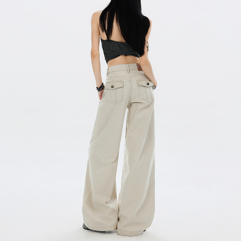 American Retro Light Apricot Low-Waisted Wide-Leg Jeans for Women 2026 Spring New Loose Slimming Straight-Leg Floor-Length Pants American Retro Light Apricot Low-Waisted Wide-Leg Jeans for Women 2026 Spring New Loose Slimming Straight-Leg Floor-Length Pants