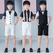 Trẻ em phù hợp với phù hợp với mùa hè Boy Armor ba mảnh bộ bé đẹp trai người Anh mới phù hợp với bình thường hoa con váy.