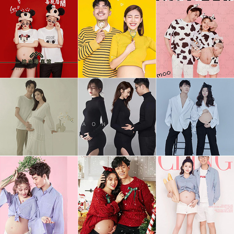 Out Rental Pregnant Woman Photos Photo of Authentic Clothing Movie shooting Pregnancy Photos Big Belly Photos Small Frescoed Couple couples Write a True Clothing-Taobao