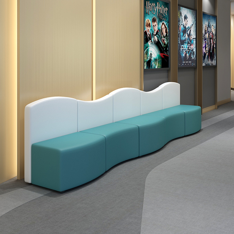 Kindergarten training institution Rest waiting area cinema office hall by wall shaped card seat sofa combination