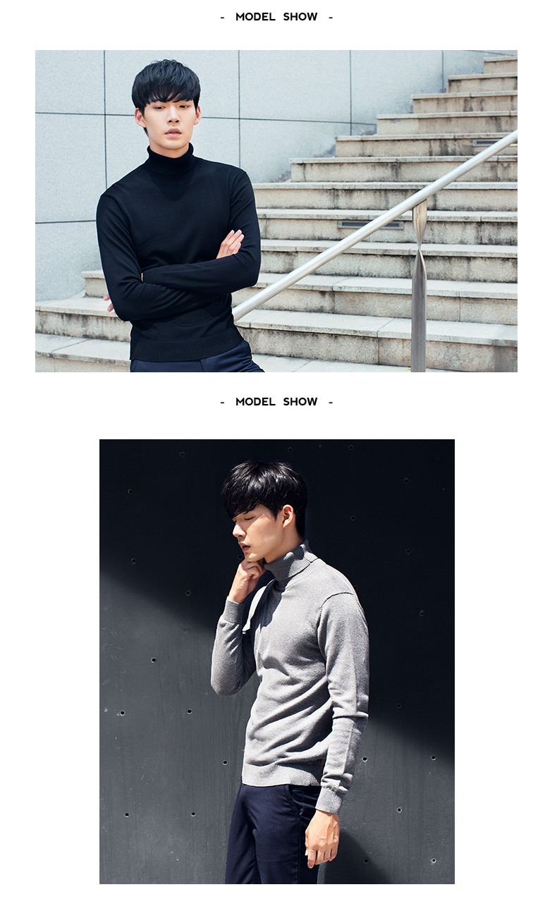 Mark Huafei cao cổ áo len nam 2017 mùa thu và mùa đông mới của Hàn Quốc phiên bản của màu rắn hoang dã vòng cổ áo len áo len mỏng triều