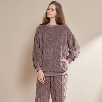 Pajamas ladies flannel home clothing plus velvet large size winter beauty coral velvet home clothing autumn winter warm set