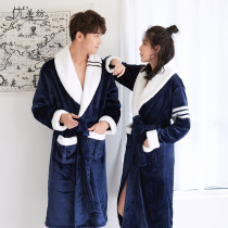 Bathrobe male Winter robe cute coral velvet long thick couple nightgown nightgown wedding autumn and winter womens new pajamas