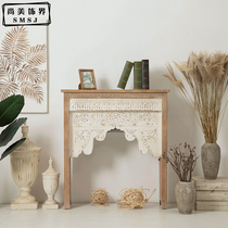 American Retro Carved Solid Wood Home Fireplace Villa Living Room Entrance Decoration Cabinet Bed and Breakfast Do Old Shelves Home