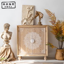 American country retro creative bedside table home living room bedroom carved locker homestay decoration storage cabinet