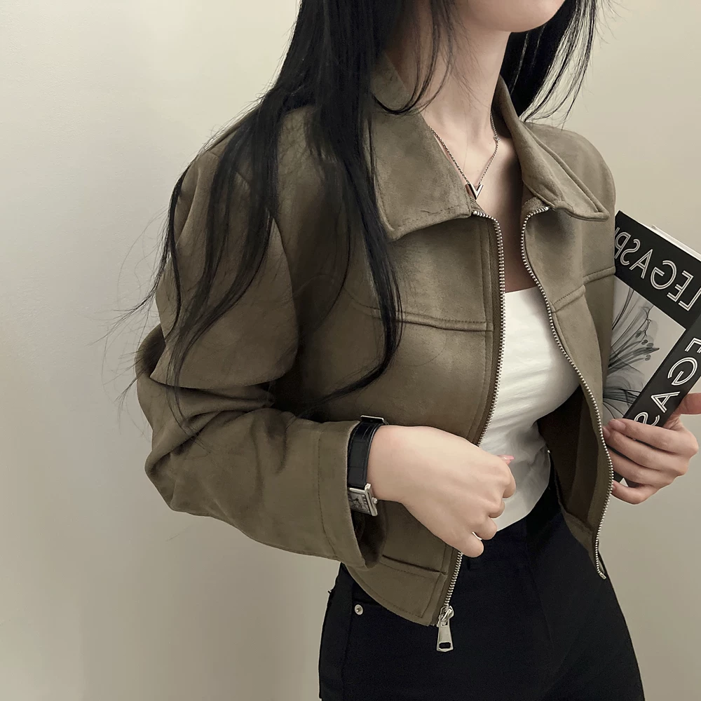 Осенний бархат с длинным рукавом, короткий пиджак, корейский стиль, oversize
