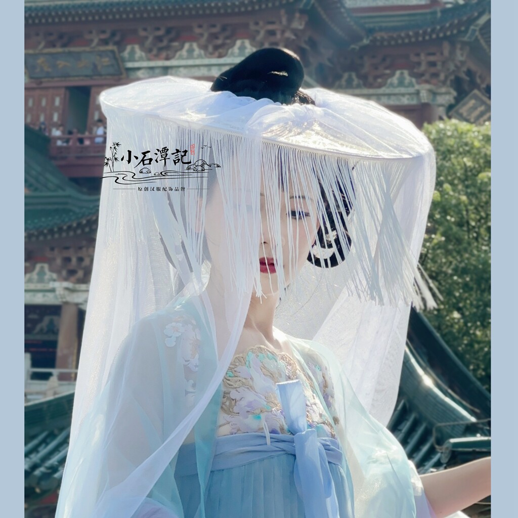 古风汉服配饰:可折叠便携帷帽长纱流苏蕾丝幕篱斗笠,让你一秒穿越成仙侠女神!-古风-淘宝好物网