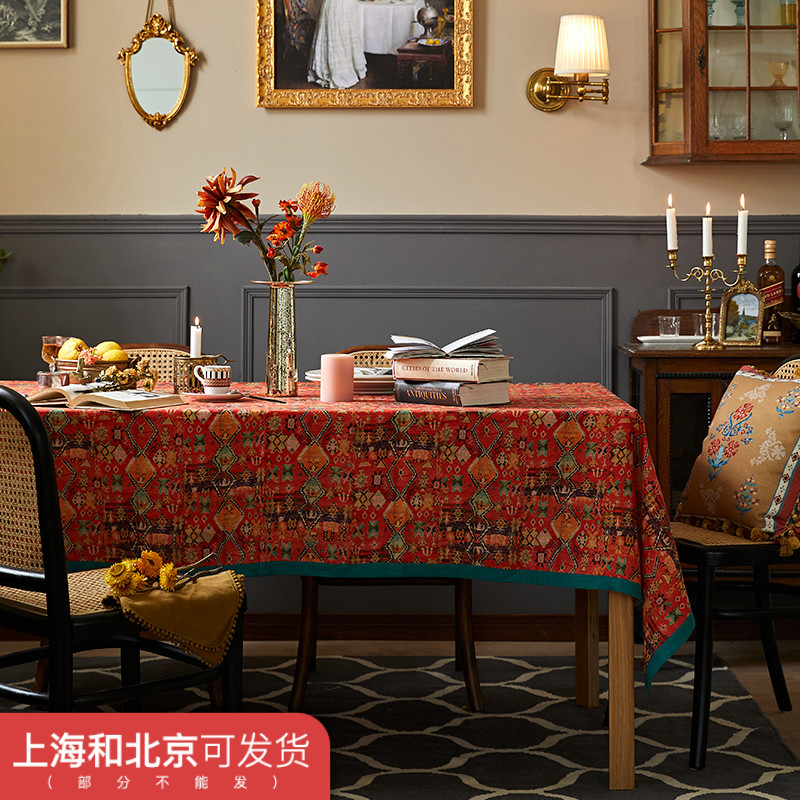 Wax Pen Tribe Tablectable Cloth Red Wedding Retro Guaib Linen Cotton Rectangular Table TV Cabinet Festive Strip