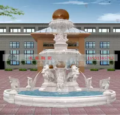 White marble stone European fountain manufacturers custom-made marble community courtyard water basin processing stone carving drop water bowl