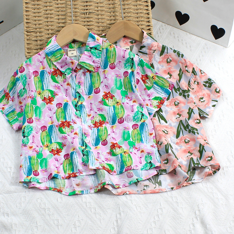 Boys' Shirts Summer 2026 New Retro Hong Kong Style Floral Shirts Children's Fashionable Korean Style Trendy Cotton Silk Tops
