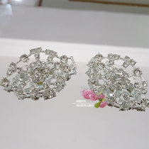 Beautifully decorated mink leather big coat button leather straw buckle shawl decorative crystal pair of crochet clothes ornament button small pair of buttons