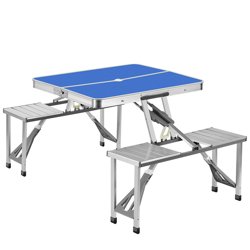 Folding Table, Aluminum Alloy Integrated Table and Chairs, Foldable Picnic Barbecue Table, Outdoor Activity Desk, Integrated Table