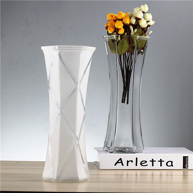 百合花瓶富贵竹水培家用玻璃养瓶子加厚落地大号客厅插花竹子透明