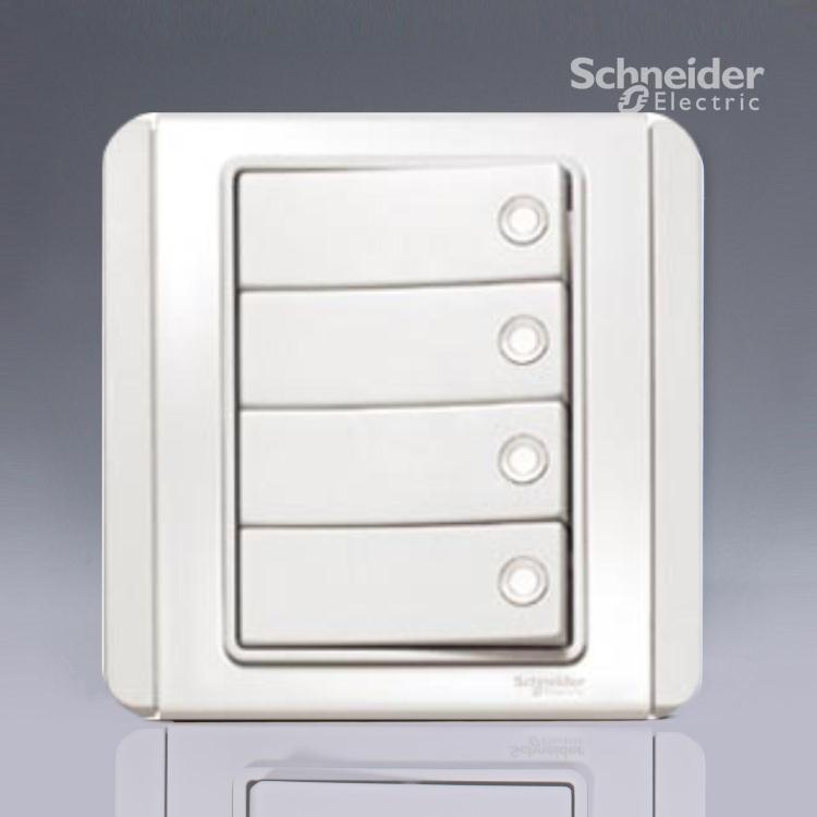 Schneider Electric E3000 series with fluorescent four-opening four-link single control switch E3034H1 white white