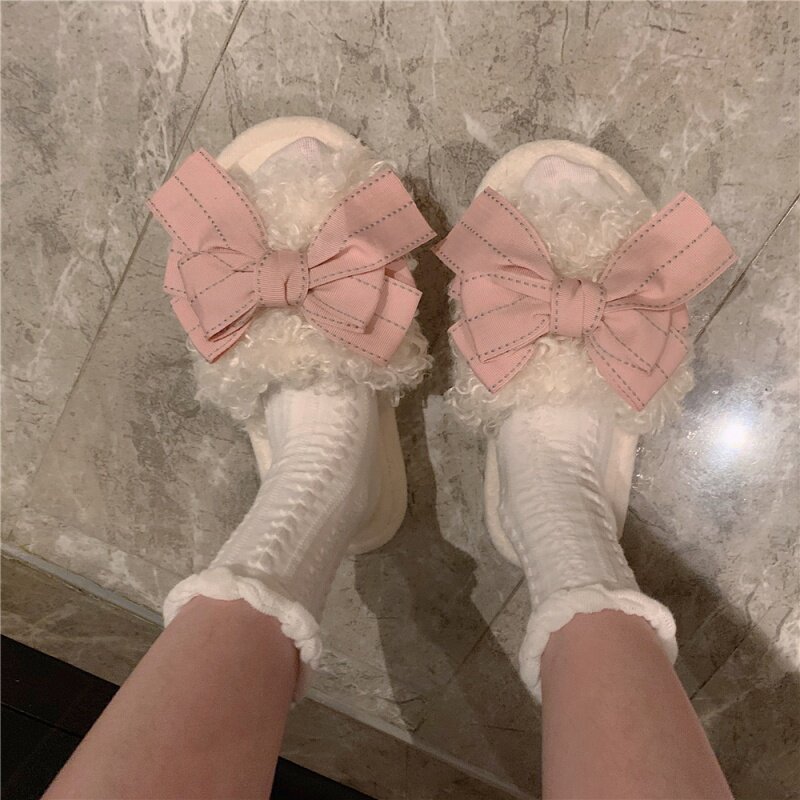 2020 Winter new cute cotton slippers Dormitory Ins students Teenage Girl Princess Wind Home Shoes