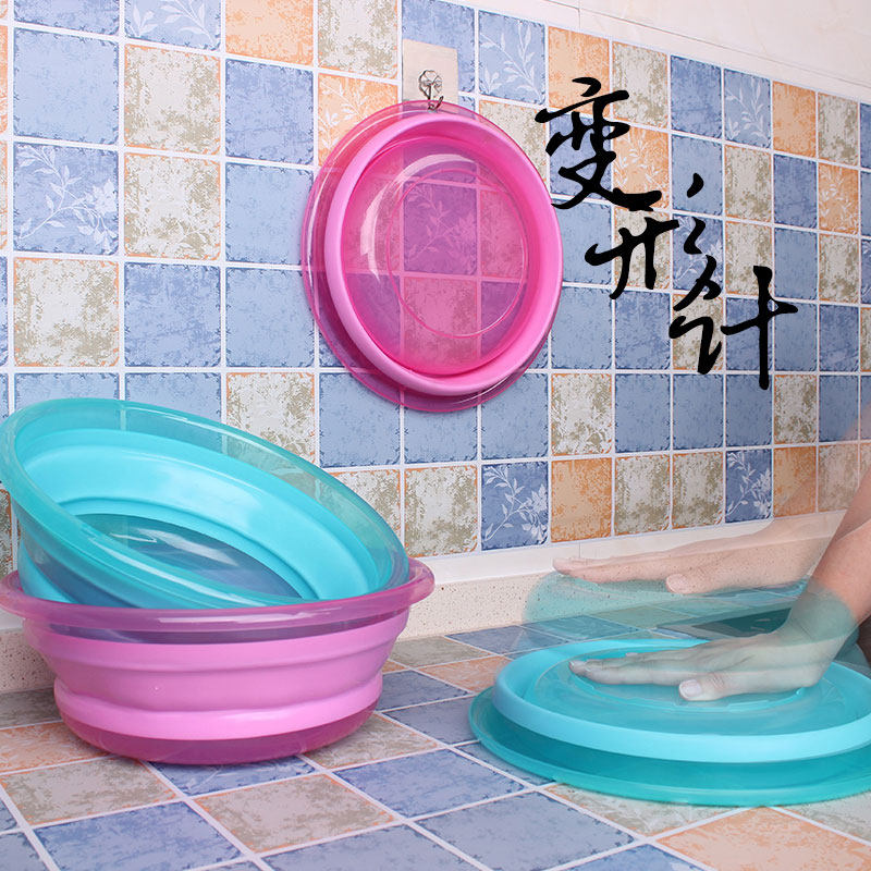 Flowers Fan Portable Folding Washbasin Compression Travel Multifunction Water Basin Thickened Outdoor Travel Folding Spinner Basin