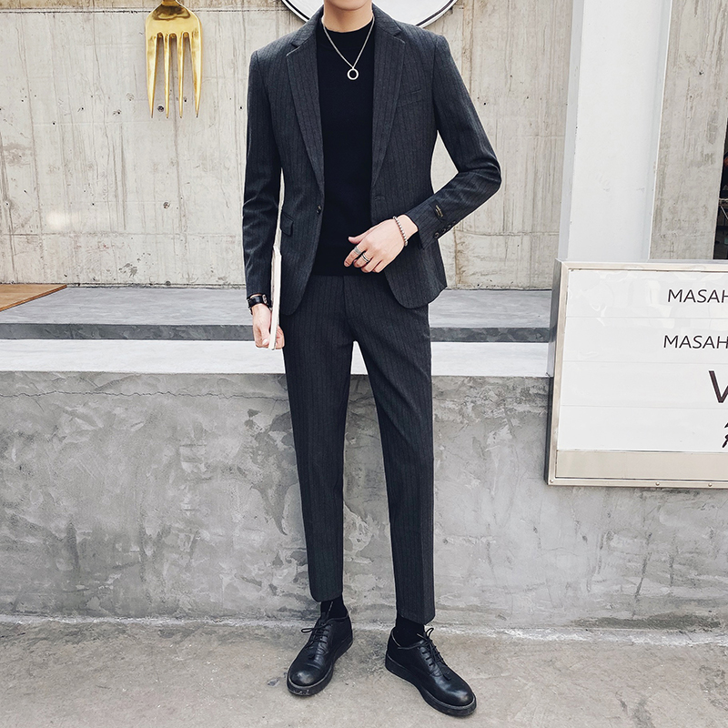 Suit men's suit business formal casual Korean version of handsome trend New English style spring and autumn suit two-piece tide