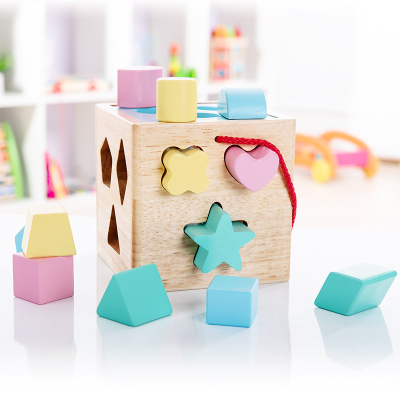 Mon Geometric Shapes Paired Children's Hexahedron Sesele 1-2-3 Year Old Baby Fine Action Puzzle Toys 0